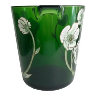 Vintage French Perrier-Jouët Style Green Glass Anemone Champagne Bucket For Sale