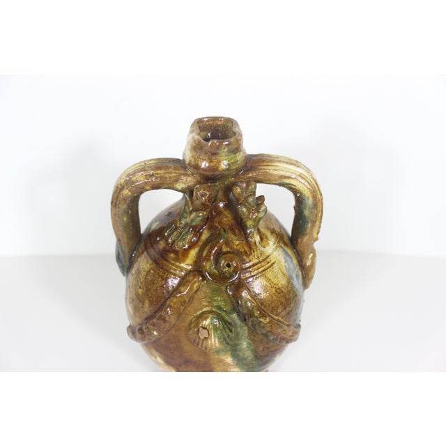Antique Mediterranean Sea Life Clay Pottery Vase With Handles Shells Folk Art For Sale - Image 11 of 12