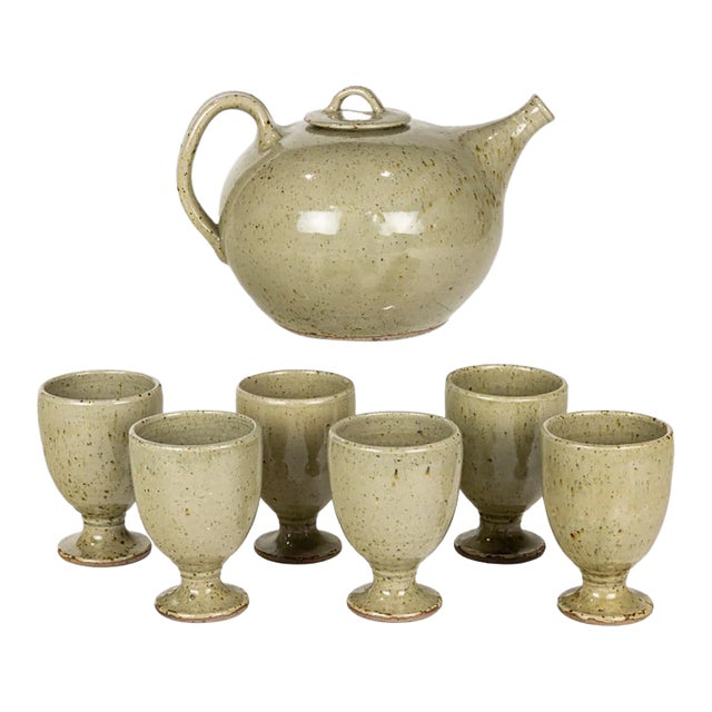 Circa 1970 Jacques Migeon La Borne Stoneware Tea Service- 7 Pieces For Sale