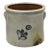 Antique Stoneware Salt Glazed 9" Round Pottery Crock Pot With Blue Flower For Sale