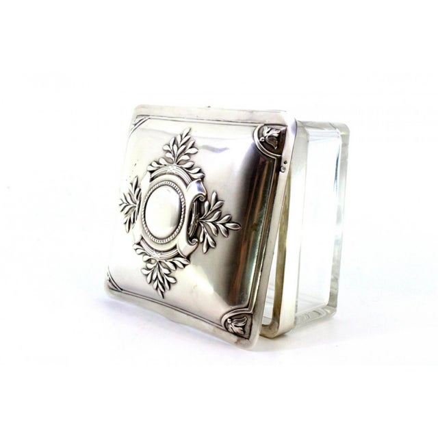 Silver Square Glass Box with Silver Applications For Sale - Image 8 of 9