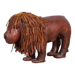1960s Abercrombie and Fitch Leather Lion Footstool by Dimitri Omersa For Sale