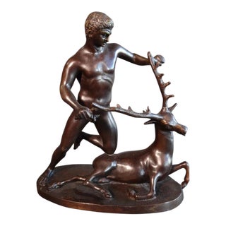 The Death of Actaeon (Hunter and Stag) Bronze Statue Circa 1900 For Sale