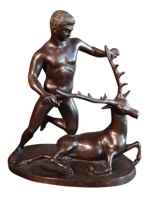 The Death of Actaeon (Hunter and Stag) Bronze Statue Circa 1900