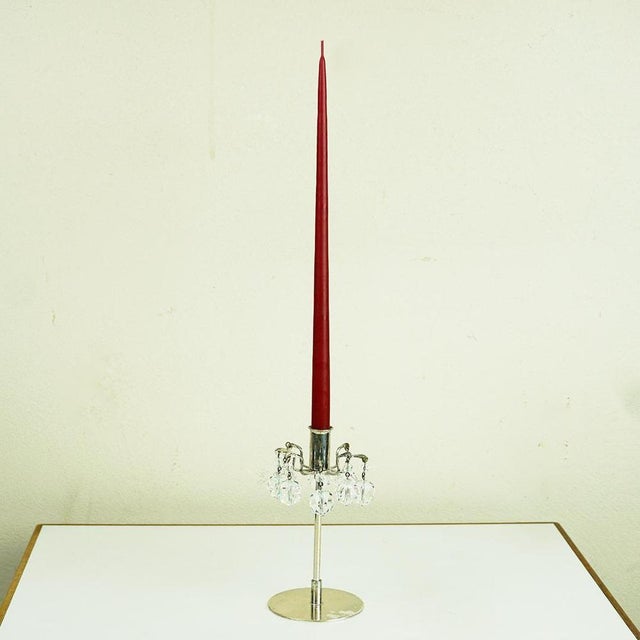 Silver Mid-Century Austrian Crystal Glass and Silver Candleholder by J.L. Lobmeyr, 1980s For Sale - Image 8 of 10