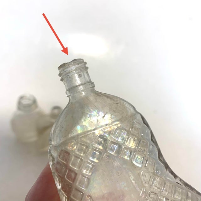 Art Deco Early 20th Century Clear Glass Miniature Bottle Set of 7 For Sale - Image 3 of 12