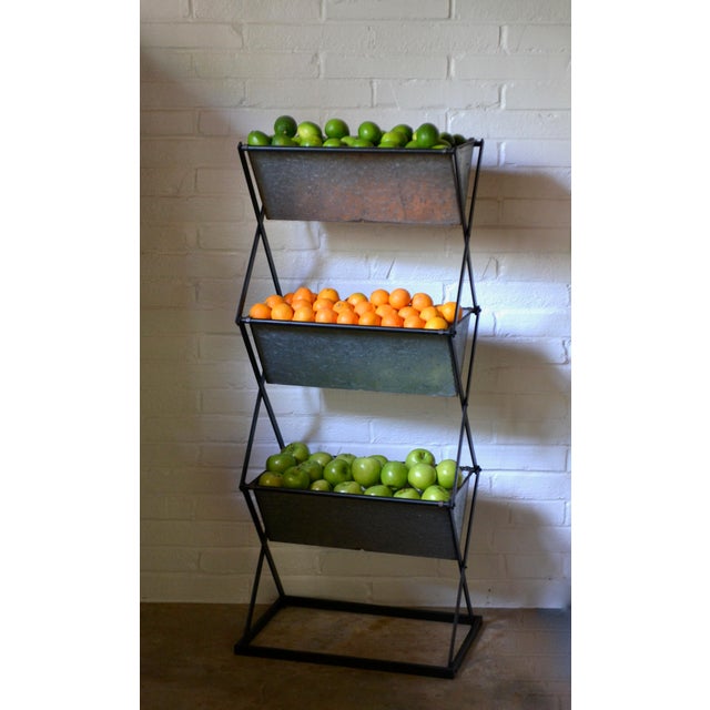 Industrial Three Tier Wrought Iron and Steel Stand | Chairish