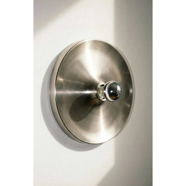 Gray Modernist Space Age UFO Disc Wall Light in Steel and Chrome, 1970s For Sale - Image 8 of 8