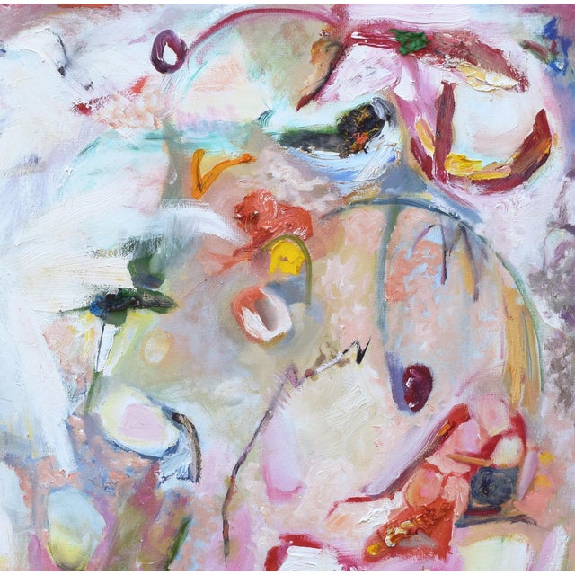 Large Contemporary Pink Abstract Expressionist Oil on Canvas Painting