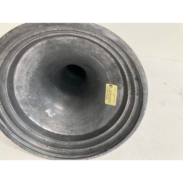 Platinum Vintage Tall Pewter Candlestick With Copper Bands by Rubicon International For Sale - Image 8 of 14