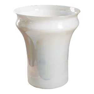 Large Handblown White Opaline Iridescent Glass Modernist Vase
