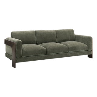 Elyn Olive Green Upcycled Chenille Sofa For Sale