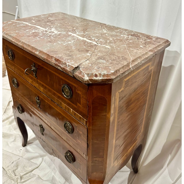 Brown Late 18th Century Louis XV Style Inlaid Mahogany Petite Commode For Sale - Image 8 of 9