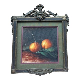 Fine Still Life Print on Canvas Board, in Antique Neoclassical Frame For Sale
