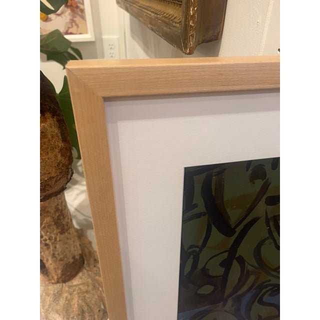 Late 20th Century Vintage Abstract Painting Acrylic on Paper For Sale - Image 5 of 6
