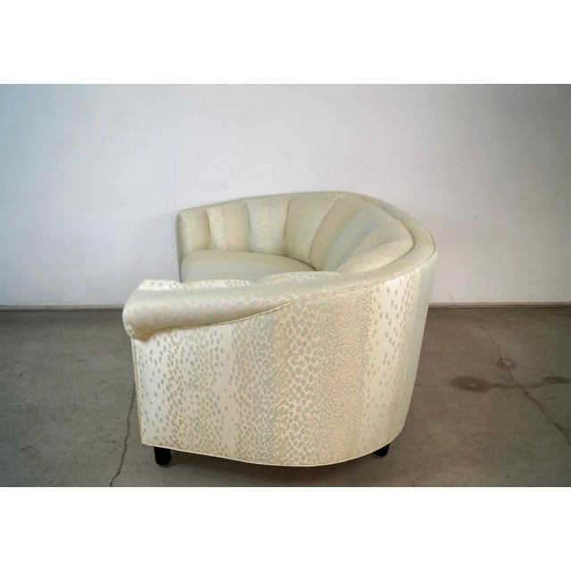 1950s 1950’s Art Deco Channel Tufted Curved Loveseat Sofa For Sale - Image 5 of 12