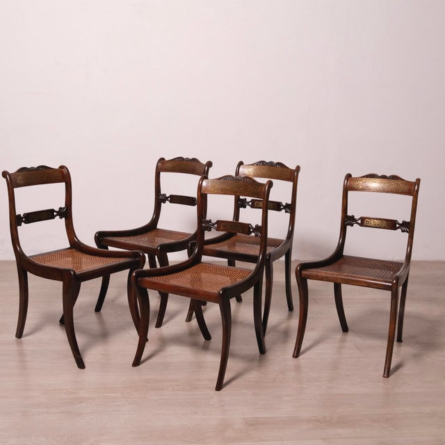 Antique English Regency Style Chairs, 1890s, Set of 5 For Sale - Image 15 of 18