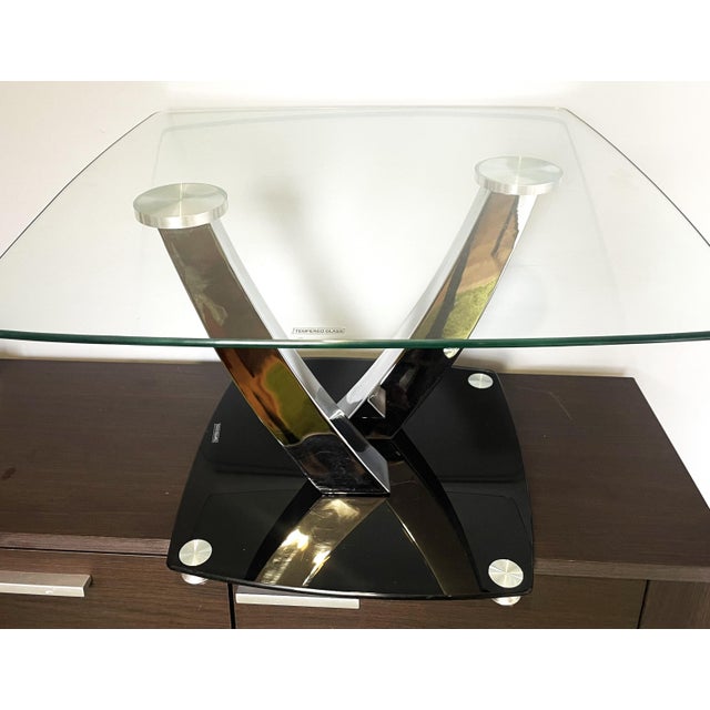 Glass and Chrome-Plated Metal Coffee Table from Temperet Glass, 2000s For Sale - Image 3 of 18