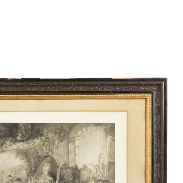 Vincente de Paredes, Royal Visitors in Watteaus Studio, 19th Century, Engraving on Paper, Framed For Sale - Image 4 of 6