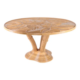 Vintage Rattan Dining Table For Sale