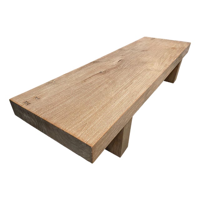 Andrianna Shamaris Impressive Minimalist Teak Wood Coffee Table or Bench For Sale