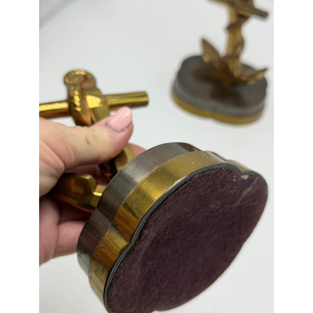 Metal Vintage Nautical Brass Anchor Bookends For Sale - Image 7 of 9