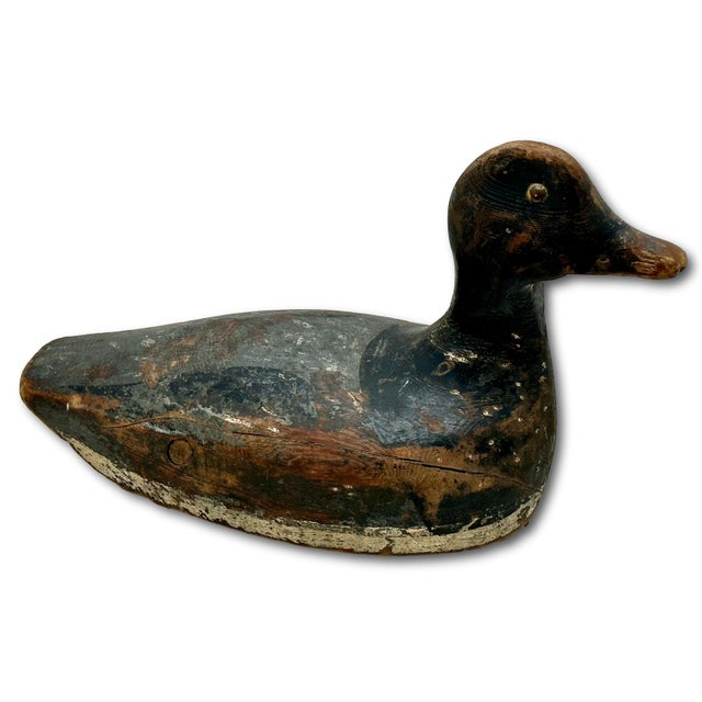 Antique American Rustic Much Used & Aged Hand Carved & Painted Wood Duck Hunters Working Decoy Circa Early 1900s For Sale - Image 15 of 18