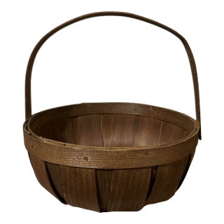 Vintage Mid 20th Century Wood Planks Gathering Basket For Sale