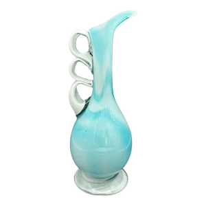 Vintage Empoli Cased Blue & White Glass Art Pitcher