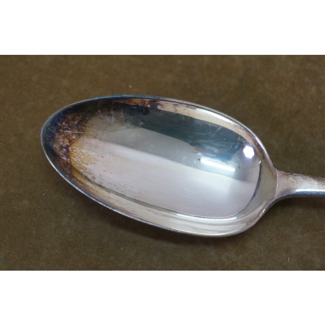 Mid 19th Century Antique Frederick Elkington Silver Plate Stuffing Serving Spoon 13" For Sale - Image 5 of 12
