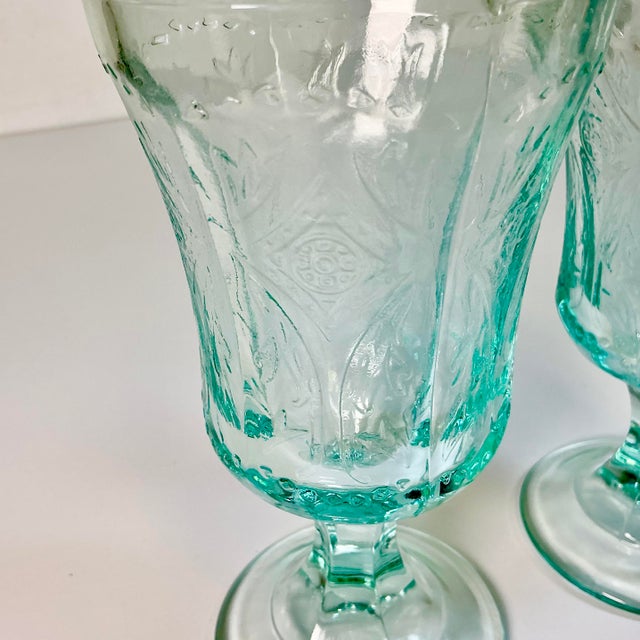1970s Vintage Victorian Boho Chic Indiana Glass Co. Recollection Goblets - Set of 7 For Sale - Image 11 of 12