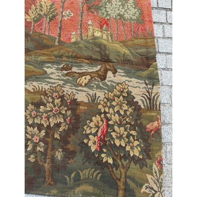Textile Mid-Century French Aubusson Jacquard Tapestry Médiéval Design, 1940s For Sale - Image 7 of 18