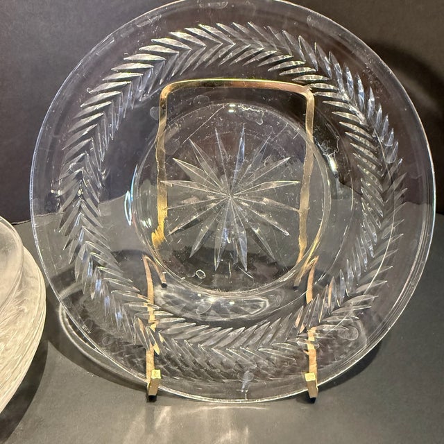 Vintage Clear Cut Crystal Fruit Plate Set- 9 Pieces For Sale - Image 11 of 17