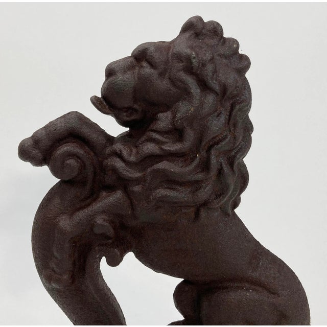 Traditional Substantial Vintage Cast Iron Lion Doorstop For Sale - Image 3 of 5