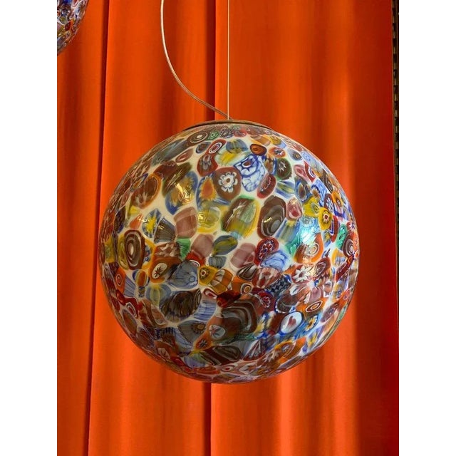 Impressive Contemporany murrine multicolors sphere in Murano glass with multicolored Murrine. Floeal design in very...