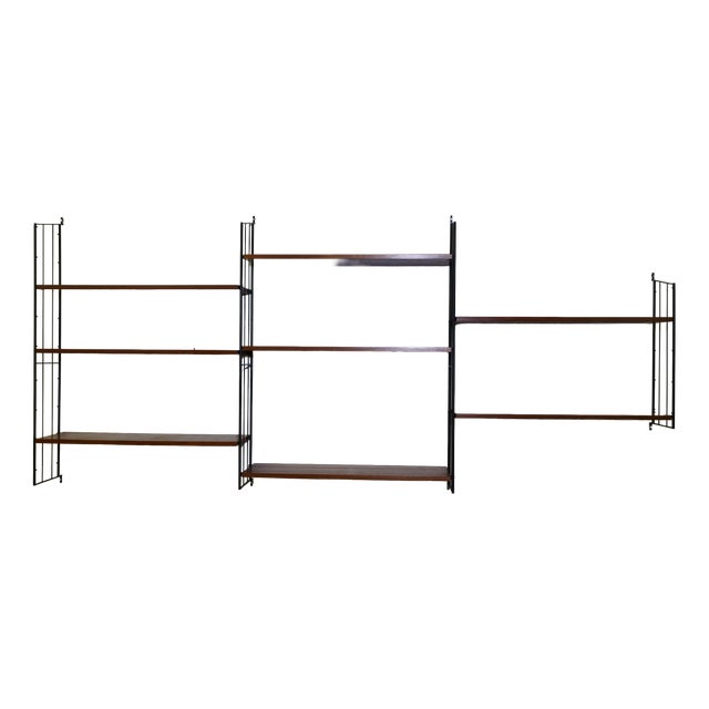 Mid-Century Modular String Shelving Unit in Teak, 1960s, Set of 12 For Sale