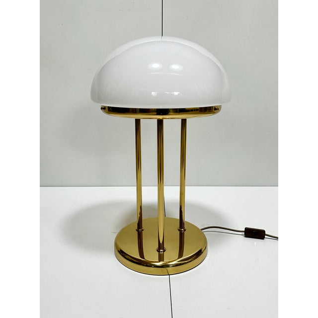 Brass Table Lamp with Opal Glass Dome, Germany, 1970s For Sale - Image 15 of 15