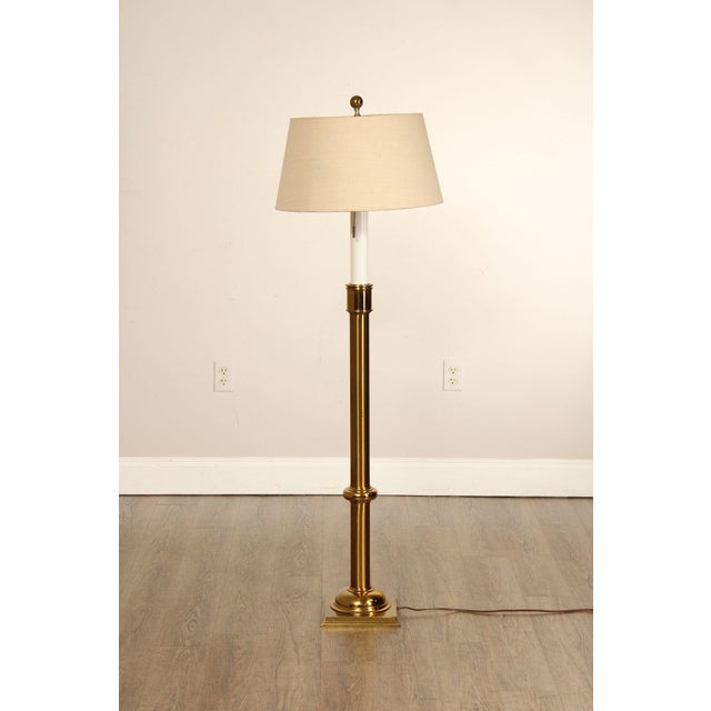 Vintage Brass Floor Lamp With Shade For Sale - Image 9 of 18