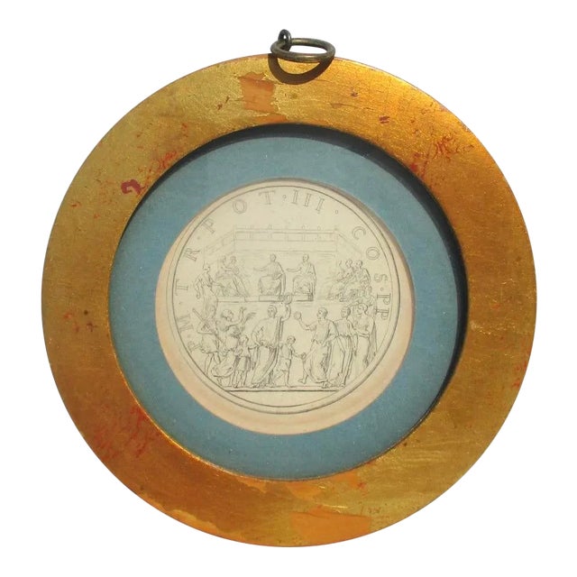 Vintage Book Plate of Roman Imagery Framed For Sale