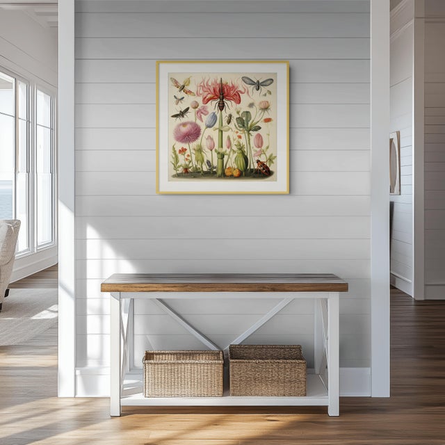 Insects and Flowers – Natural History Fine Art Print This captivating fine art print reproduces a richly detailed natural...