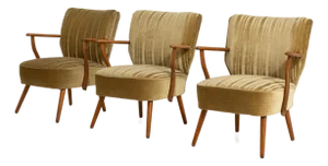 Set Of Three Mid Century Modern Upholstered Armchairs