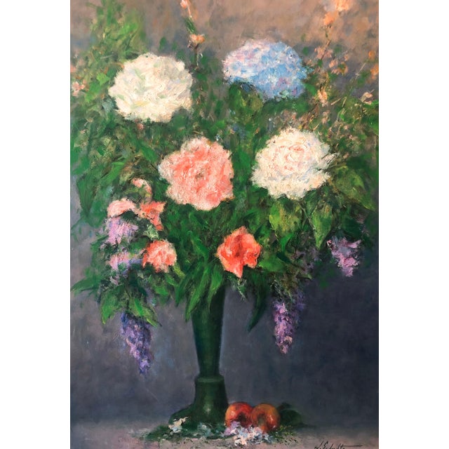 William Schultz, American Impressionist Floral Oil Painting Vibrant Flowers in Vase For Sale - Image 4 of 8