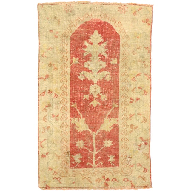 Mid 20th Century Turkish Oushak Prayer Rug, 02'09 X 04'05 For Sale - Image 9 of 9