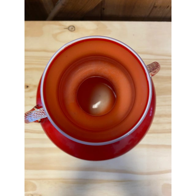 1960s 1960's Opalina Fiorentina Red Glass Vase, Made in Italy For Sale - Image 5 of 11