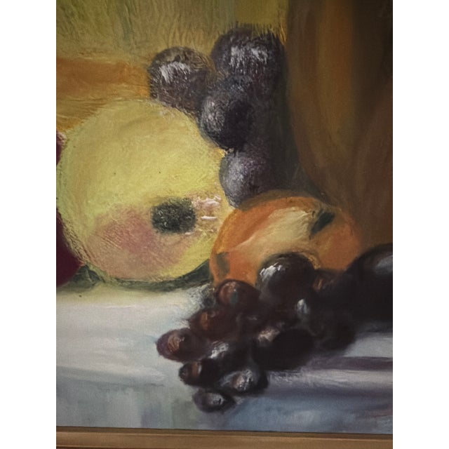 Vintage Signed Original Still Life Painting With Wine Bottle & Fruit, Circa 1960s–1970s For Sale In San Diego - Image 6 of 11