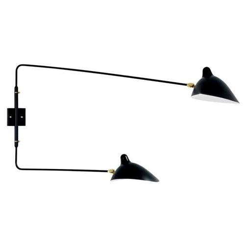 Mid-Century Modern Black Two Rotating Straight Arms Wall Lamp by Serge Mouille For Sale - Image 13 of 13