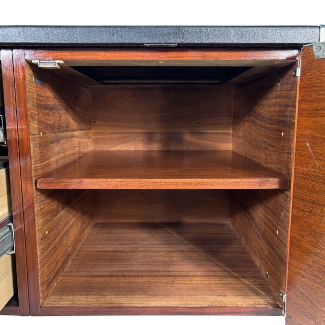 Vintage Mid Century Modern Walnut and Electa Chrome Credenza Filing Cabinet by Stow Davis For Sale - Image 11 of 16
