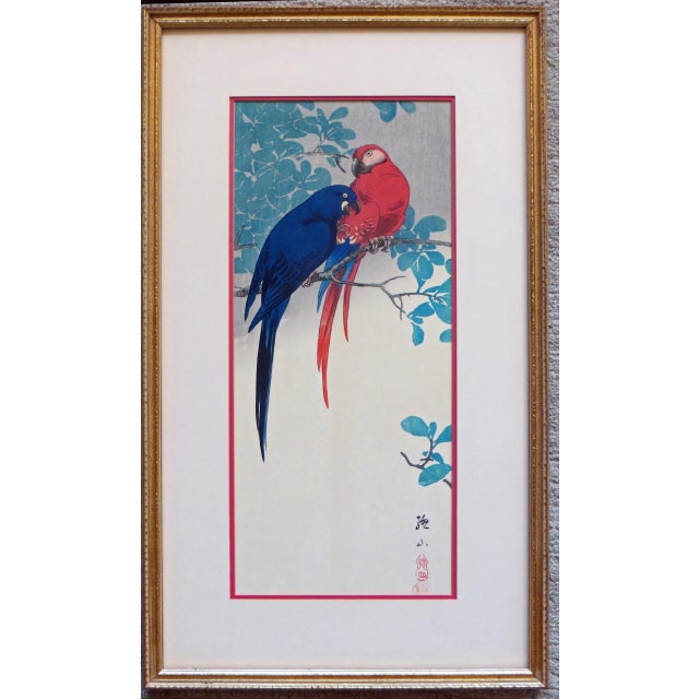 Paint Vintage Ito Sozan Japanese Woodblock Macaw Print For Sale - Image 7 of 7