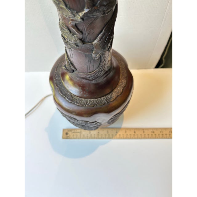 Late 19th Century Japanese Meiji Bronze Vase Lamp For Sale In Philadelphia - Image 6 of 11
