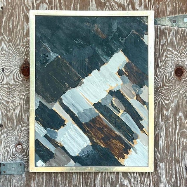 Vintage Signed Abstract Expressionist Original Oil Painting on Canvas For Sale - Image 4 of 6
